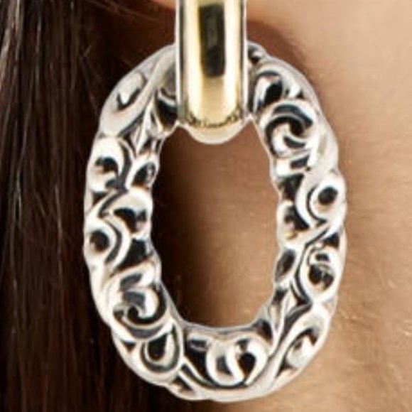 CHARLES KRYPELL 18K 14K & STERLING SILVER IVY DOOR KNOCKER EARRINGS - Picture 6 of 7